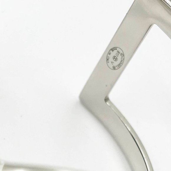 Chanel Classic Silver CC Square Round Crystal Cutout Double Cuff Bracelet - Picture 4 of 4